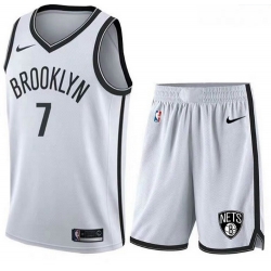 Nets 7 Kevin Durant White Nike Swingman Jersey 28With Shorts