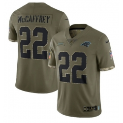 Men Carolina Panthers 22 Christian McCaffrey Olive 2022 Salute To Service Limited Stitched Jersey