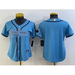 Women Carolina Panthers Blank Blue With Patch Cool Base Stitched Baseball Jersey