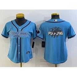 Women Carolina Panthers Blue Team Big Logo With Patch Cool Base Stitched Baseball Jersey