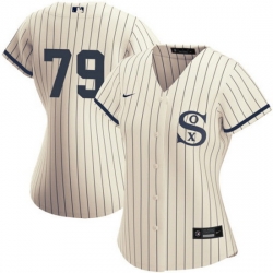 Women Chicago White Sox 79 Jose Abreu 2021 Cream Navy Name 26Number Field Of Dreams Cool Base Stitched Jersey