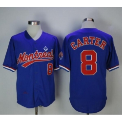 Montreal Expos 8 Gary Carter Baseball Jersey Blue Retro