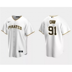Men Pittsburgh Pirates 91 Ji Man Choi White Cool Base Stitched Baseball Jersey