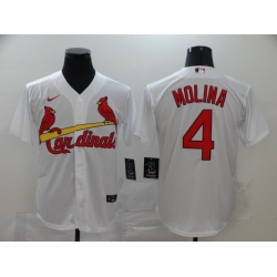 Men St. Louis Cardinals #4 Yadier Molina White Cool Base Stitched Jersey