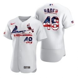 Men St  Louis St.Louis Cardinals 48 Harrison Bader Men Nike White Fluttering USA Flag Limited Edition Flex Base MLB Jersey