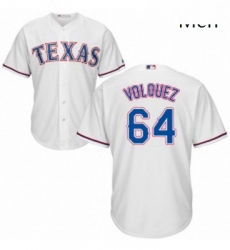 Mens Majestic Texas Rangers 64 Edinson Volquez Replica White Home Cool Base MLB Jersey 