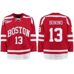Boston University Terriers BU 13 Nick Bonino Red Stitched Hockey Jersey