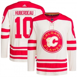 Men Calgary Flames 10 Jonathan Huberdeau 2023 Cream Classic Primegreen Stitched Jersey
