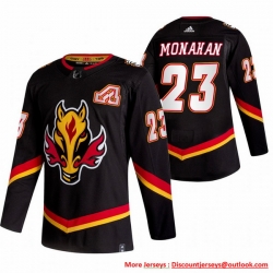 Men Calgary Flames 23 Sean Monahan Black Adidas 2020 21 Reverse Retro Alternate NHL Jersey