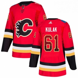 Mens Adidas Calgary Flames 61 Brett Kulak Authentic Red Drift Fashion NHL Jersey 