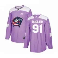 Mens Adidas Columbus Blue Jackets 91 Anthony Duclair Authentic Purple Fights Cancer Practice NHL Jersey 