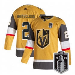 Men Vegas Golden Knights 2 Zach Whitecloud Gold 2023 Stanley Cup Final Stitched Jersey