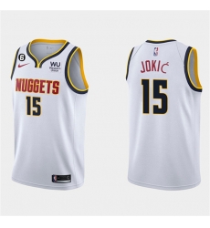 Men Denver Nuggets 15 Nikola Jokic White 2019 20 Association Edition With NO 6 Patch Stitched Jersey