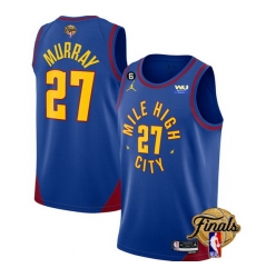 Men Denver Nuggets 27 Jamal Murray Blue 2023 Finals Statement Edition With NO 6 Patch Stitched Basketball Jersey