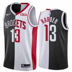 Men Brooklyn Nets Houston Rockets 13 James Harden Jersey Past and Present MVP Black White Split Edition