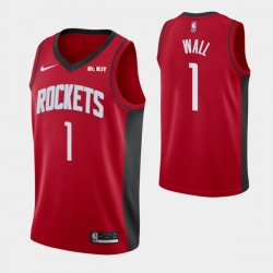 Men Houston Rockets 1 John Wall Red Stitched Basketball Jersey