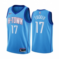 Men Nike Houston Rockets 17 PJ Tucker Blue NBA Swingman 2020 21 City Edition Jersey