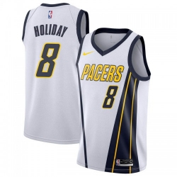 Men Nike Indiana Pacers 8 Justin Holiday White NBA Swingman Earned Edition Jersey