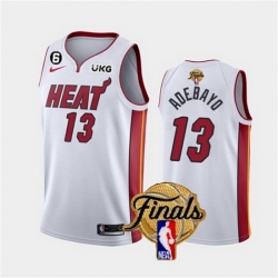 Men Miami Heat 13 Bam Adebayo White 2023 Finals Association Edition With NO 6 Patch Stitched Basketball Jersey
