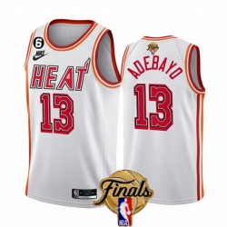 Men Miami Heat 13 Bam Adebayo White 2023 Finals Classic Edition With NO 6 Patch Stitched Basketball Jersey