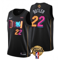 Men Miami Heat 22 Jimmy Butler Black 2023 Finals City Edition Stitched Basketball Jersey