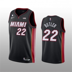 Men Miami Heat 22 Jimmy Butler Black With NO 6 Patch Stitched Jersey