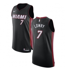 Men Nike Miami Heat 7 Kyle Lowry Black NBA Authentic Icon Edition Jersey