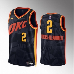 Men Oklahoma City Thunder 2 Shai Gilgeous Alexander Black 2023 24 City Edition Stitched Basketball Jersey