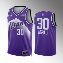 Men Utah Jazz 30 Ochai Agbaji Purple 2023 24 City Edition Stitched Basketball Jersey