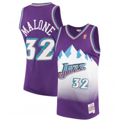 Men Utah Jazz 32 Karl Malone Purple 1996 97 Swingman Stitched Jersey