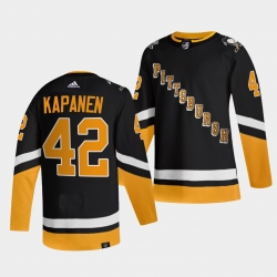 Men Pittsburgh Penguins 42 Kasperi Kapanen 2021 2022 Black Stitched Jersey
