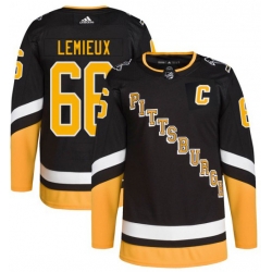 Men Pittsburgh Penguins 66 Mario Lemieux 2021 2022 Black Stitched Jersey
