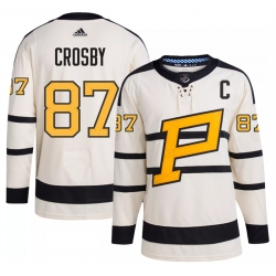 Men Pittsburgh Penguins 87 Sidney Crosby Cream 2023 Winter Classic Stitched Jersey