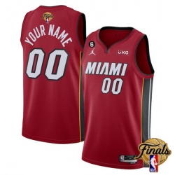 Men Miami Heat Active Player Custom Red 2023 Finals Statement Edition With NO 6 Patch Stitched Basketball Jersey