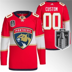 Men Florida Panthers Custom Red 2023 Stanley Cup Final Stitched Jersey