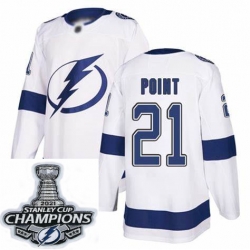 Men Adidas Tampa Bay Lightning 21 Brayden Point Authentic White Home NHL Stitched 2021 Stanley Cup Champions Patch Jersey