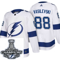 Men Adidas Tampa Bay Lightning 88 Andrei Vasilevskiy Premier White Home NHL Stitched 2021 Stanley Cup Champions Patch Jersey