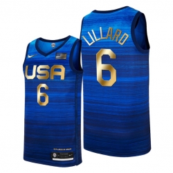 USA Dream Team 6 Damian Lillard 2021 Tokyo Olymipcs Nike Basketball Jersey Blue