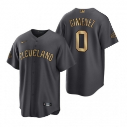 Men Cleveland Guardians 0 Andres Gimenez 2022 All Star Charcoal Cool Base Stitched Baseball Jersey