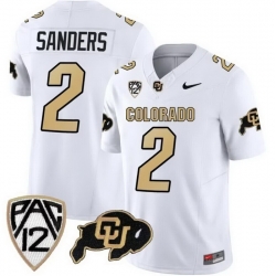 Colorado Buffaloes #2 Shedeur Sanders White 2023 FUSE Stitched Football Jersey