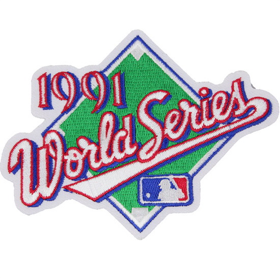 Men 1991 MLB World Series Logo Jersey Patch Atlanta Braves vs. Minnesota Twins Biaog