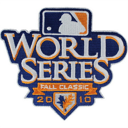 Men 2010 MLB World Series Logo Jersey Sleeve Patch San Francisco Giants vs. Texas Rangers (White Border) Biaog